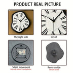 Reloj de pared moderno abstracto de madera derretida - Diseño contemporáneo en blanco y , reloj de cuarzo silencioso irregular de 30.48-40.64 cm a pilas para sala de estar, oficina, dormitorio, decoración de galería - Regalo ideal de decoración moderna pa