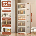 Armario de almacenamiento plegable extragrande de 74 cm con ruedas, puertas magnéticas y paneles transparentes, unidad organizadora de plástico apilable para dormitorio, sala de estar, oficina, despensa y documentos