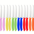 Día de la Asunción; Envío directo de la fábrica 12 piezas/juego Cuchillo de desayuno de colores mixtos, juego de cuchillos de bistec de acero inoxidable de alta gama, filo afilado, mango ergonómico, agarre cómodo, adecuado para 12 personas, adecuado para