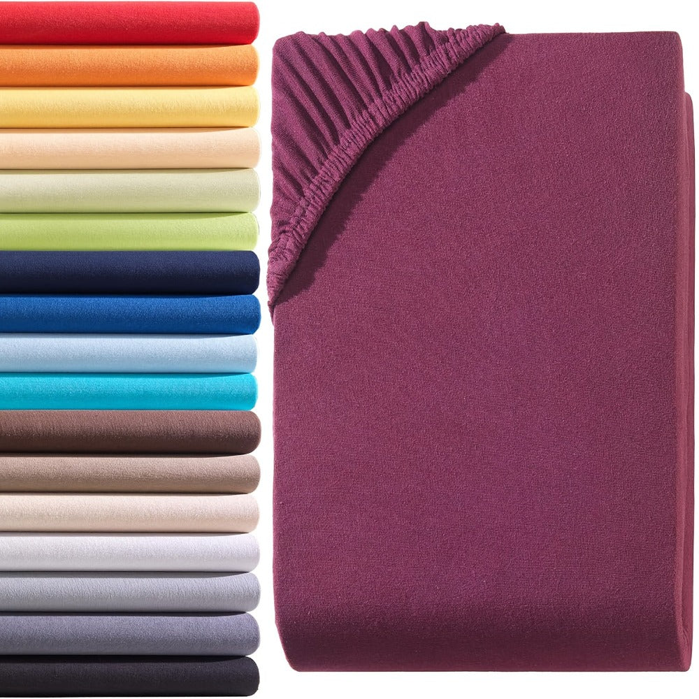 Sábana bajera ajustada de 1 pieza 100% algodón egipcio, diseño elástico en todo el contorno, color liso, apta para colchones de 90x200 a 200x220 cm, transpirable, lavable, de cobertura total, sábana perfectamente ajustada