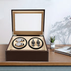 Caja de almacenamiento para relojes marrón, estuche para 4+6 relojes de hogar, decoración del hogar