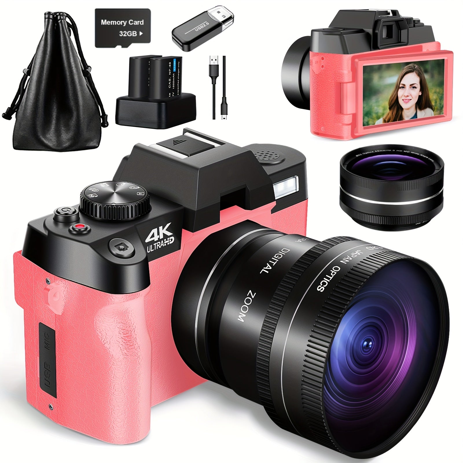 Cámara digital | Cámara Digital NBD, 48MP para Fotografía con WiFi y Control por App, Cámara 4K para Vlogging, Cámara Compacta, Ideal para