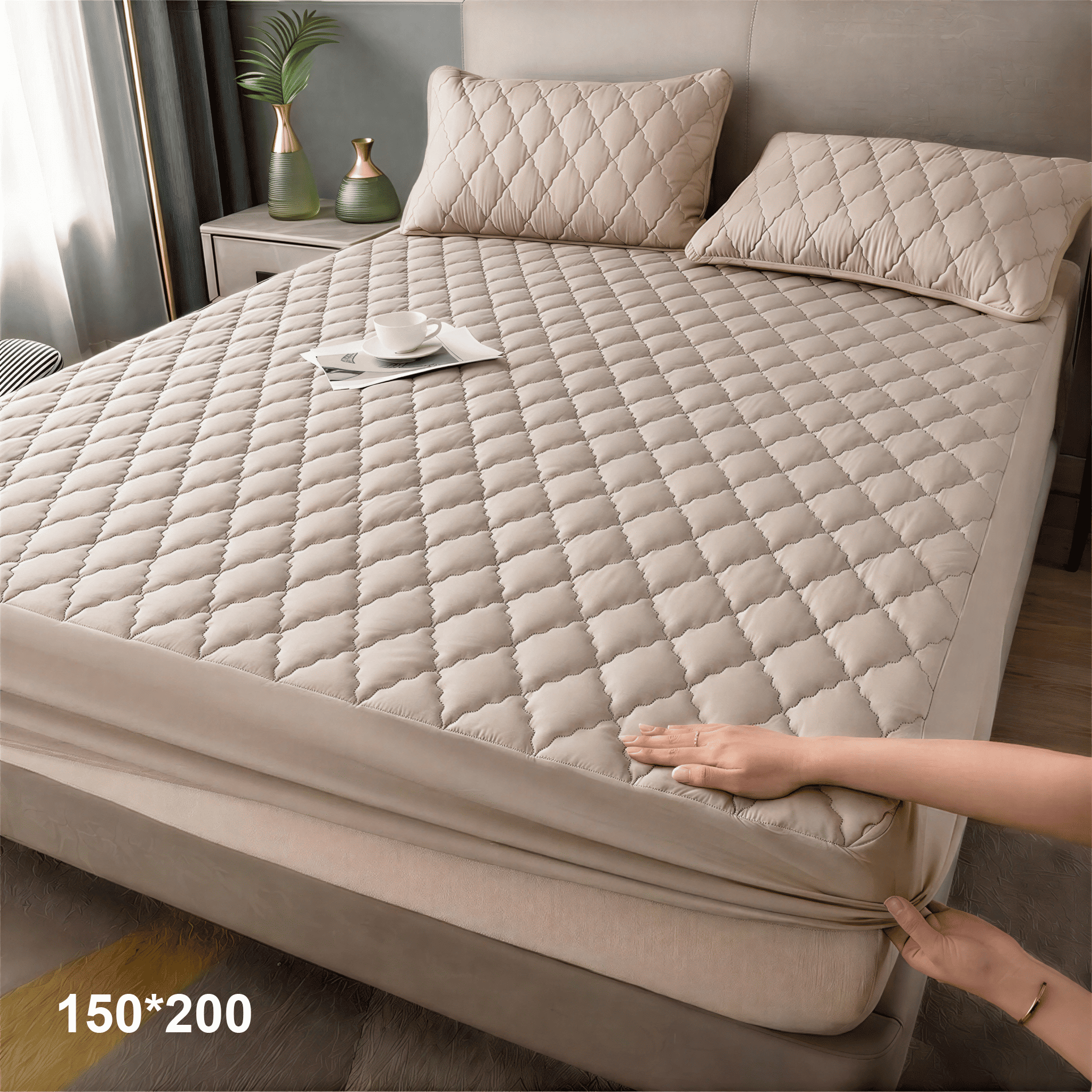 1 pc Protector de colchón acolchado, Súper Suave y Cómoda, Funda de colchón Elástico en Todo Contorno, Lavable a Máquina, Cubre de Colchón Ideal para Dormitorios, Habitaciones de Invitados, Residencias y Hoteles
