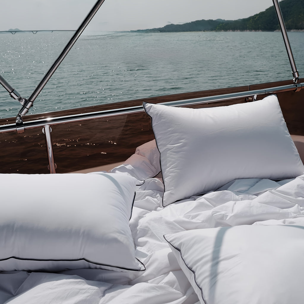 Almohada de plumas con relleno de 3 cámaras - Almohada de plumón y algodón 100 % egipcio, cómoda, suave y de apoyo