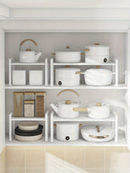 Organizador de Estantes de Cocina Metálicos Ajustables y Expandibles, Estante de Especias para Alacenas y Encimeras, Ideal para Despensa, Baño - Estantes de Soporte Superior Multiusos, Organizadores y Almacenamiento de Cocina, Estantes de Utilidad