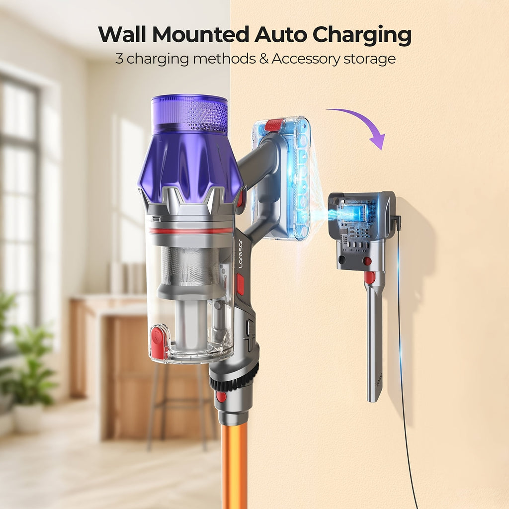 Aspiradora escoba | Laresar V7 Aspiradora Inalámbrica 44900Pa/500W Aspiradoras para el Hogar 60 Minutos Autoportante Anti-Enredos Aspiradoras de