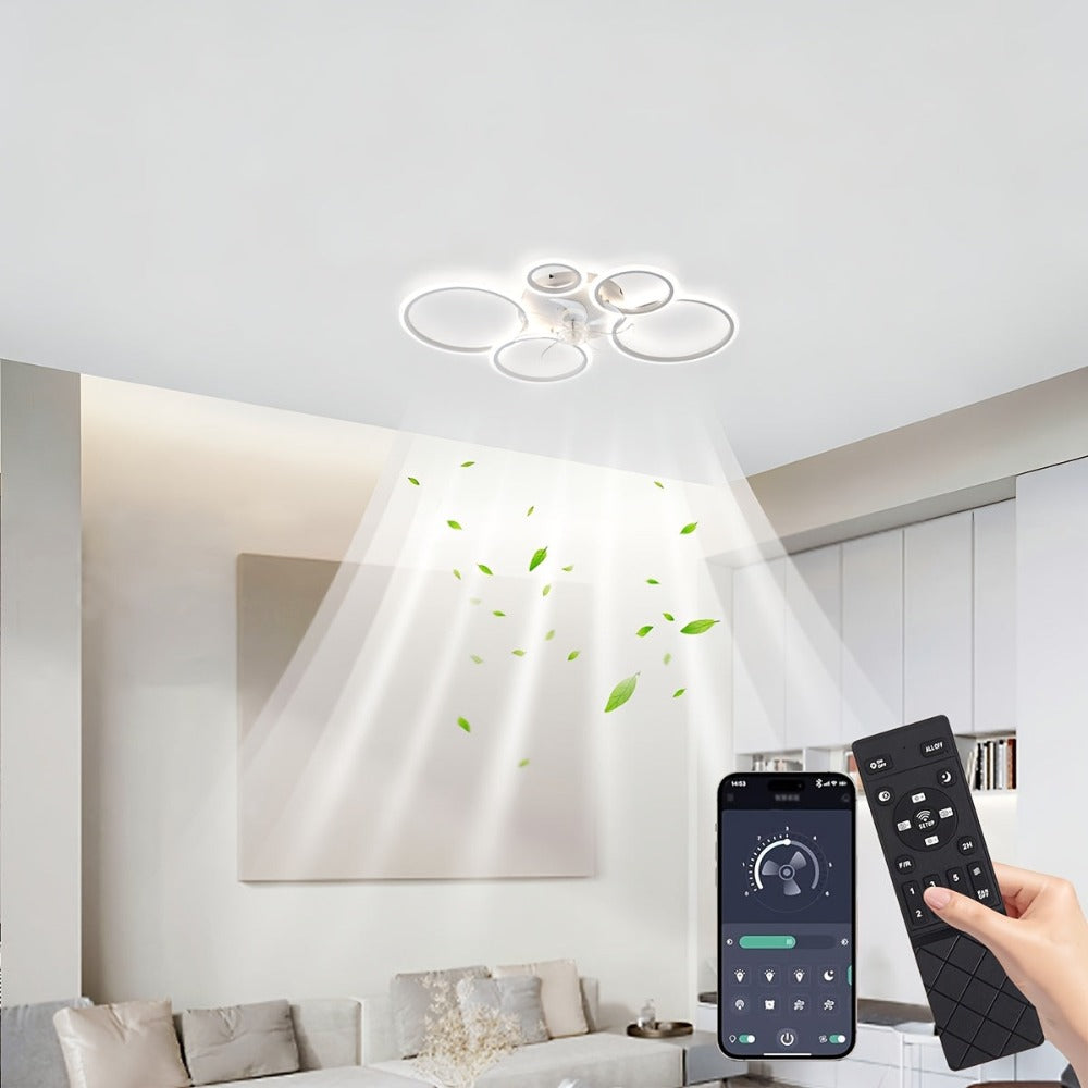 Ventilador de techo LED con iluminación, lámpara de techo con ventilador y control remoto APP, 3 temperaturas de color, 6 velocidades, ventilador de techo con luz para dormitorio, sala de estar, comedor
