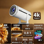Proyector inteligente 4K Full HD, proyector sin varillas con WiFi y Bluetooth, compatible con 1080P, rotación de 180 grados, altavoces integrados, apto para iPhone/Android 11.0/sistema, compatible con Netflix y YouTube