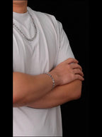 Juego de joyería plateado en plata de 925, collar de eslabones cubanos de 8 mm + juego de pulsera, joyería minimalista, regalo para el Día de San Valentín, Día de la Madre, Día del Padre, empaque en caja de regalo