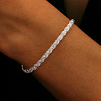 Pulsera tejida para mujer de plata de ley 925 - Elegante collar de plata tejido fino para mujer, regalo de joyería ajustable