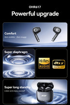 Auriculares Bluetooth | [Producto oficial auténtico de Acer] Auriculares inalámbricos TWS OHR617 con graves profundos, sonido estéreo, batería de