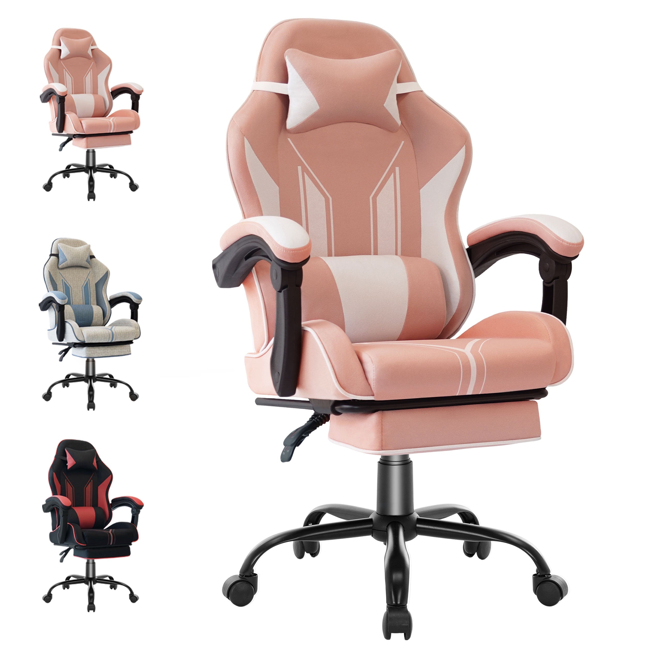 Silla Gaming Ergonómica con Reposapiés y Soporte Lumbar Ajustable, Ideal para Adultos en la Oficina en Casa o Configuración de Gaming - Color Gris