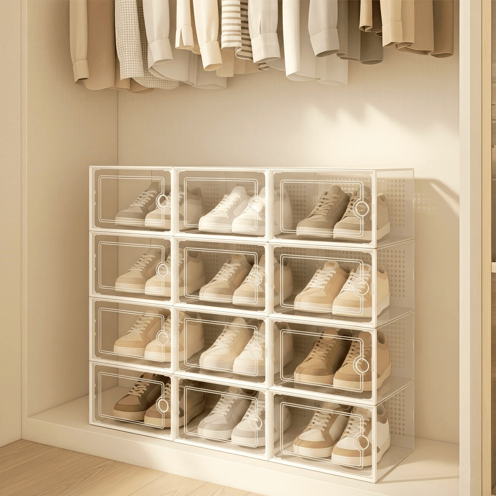 RELAXTY Pack Organizador de Calzado – Cajas DE Zapatos Transparentes Apilables con Apertura Frontal, Sistema Antivuelco y Ventilación