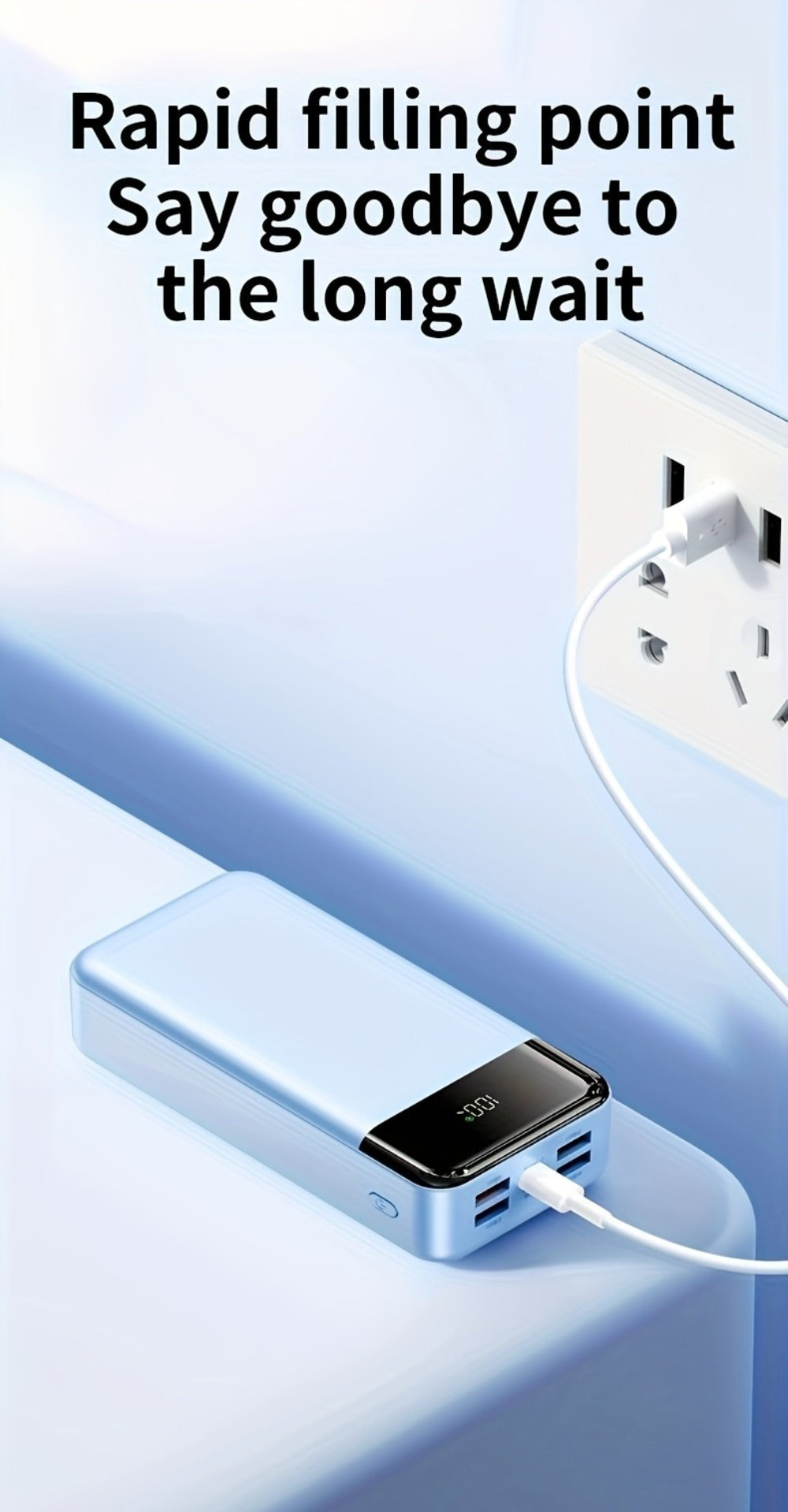 Power Bank de Gran Capacidad de 50000mAh con Pantalla LED de Energía y Carga Rápida de 22.5W - Luz para Camping al Aire Libre, Adecuado para iPhone, Android y Dispositivos Digitales, Regalo de Vacaciones