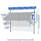 Funda para toldo de balcón con abrazadera, cubierta para toldo de balcón con manivela, sin perforación, altura ajustable para balcón y jardín