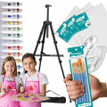 Set de Pintura Artística Artmaker con Caballete de Aluminio de 170 cm, Estuche y 3 Lienzos de Pintura de 24x30 cm, Incluye 12 Pinturas Acrílicas de 12 ml Cada Una, 10 Pinceles y Paleta de Pintura – Kit Completo de Pintura para Niños, Adolescentes y Adulto