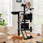 Rascador para gatos Costoffs, de 145 cm de altura, robusto árbol trepador con postes de sisal para rascar, 2 cuevas para gatos y sisal de juego para gatos