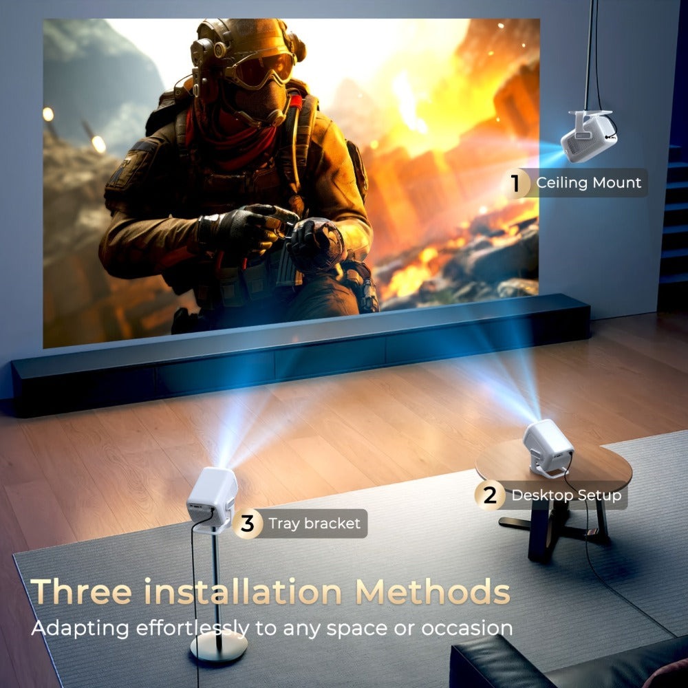 Proyector inteligente portátil compatible con 4K con Wifi6 y BT5.4, nativo 1080P, 690ANSI, Android 11, enfoque automático y corrección automática de trapezoidal, proyector de cine en casa para películas, juegos, uso educativo, presentación multimedia, Pro