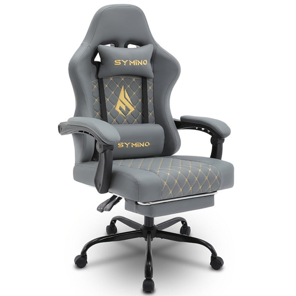 Silla de Oficina con Reposapiés, Silla Ergonómica, Silla Giratoria Ajustable con Soporte Lumbar, Silla de Oficina en Piel PU