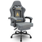 Silla de Oficina con Reposapiés, Silla Ergonómica, Silla Giratoria Ajustable con Soporte Lumbar, Silla de Oficina en Piel PU