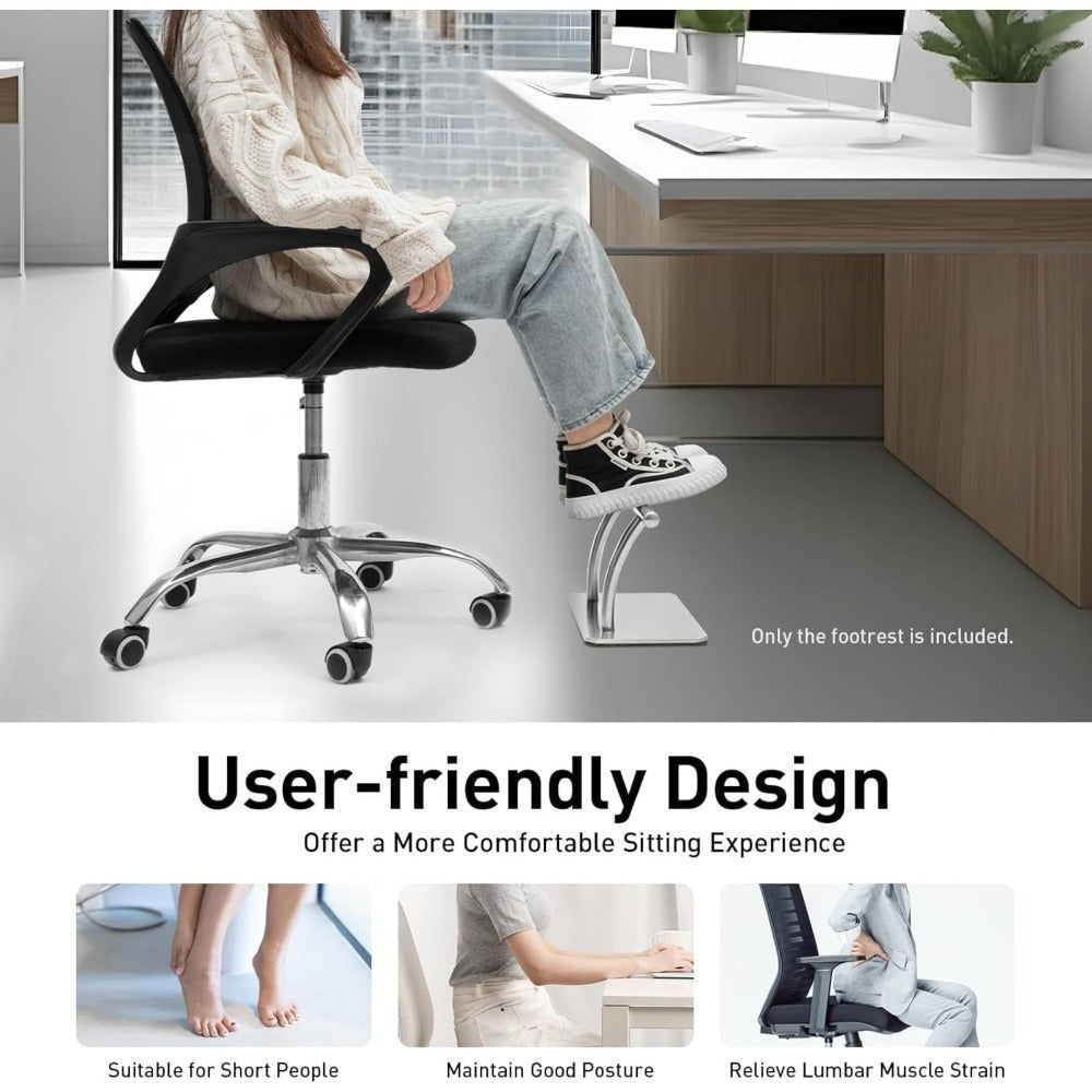 Reposapiés ergonómico de acero inoxidable para debajo de la mesa, antideslizante, para peluqueros, mejora de la postura, peluqueros, reposapiés para peluqueros, spa