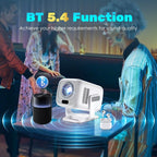 Proyector 4K con Soporte 1080P HD Local con Wifi6 y BT5.4, 650ANSI, Cine en Casa con Enfoque Automático y Keystone, para Uso en Interiores, Proyector Inteligente Compatible con Teléfono/Dispositivo TV/PC/PS5