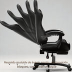 Silla de Juegos Furnishia con Reposapiés, Silla de Computadora Ajustable en Altura con Soporte Lumbar y Reposacabezas para Adultos, Silla de Oficina Giratoria 360 Grados para Oficina, Dormitorio, Estación de Trabajo Robusta