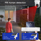 Cámara de seguridad solar solar XIAOVV P6 1080P inalámbrica para exterior 4G, vista PTZ 360°, visión nocturna a todo color, detección de movimiento, detección humana, audio bidireccional, notificación de alarma, compatible con red de 2.4GHz, para segurida