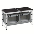 1 pieza Mesa de exterior, mueble de exterior para acampar, equipo de senderismo, mesa de camping, mesa plegable, gabinete de camping plegable, mesa de camping con altura ajustable, espacio de almacenamiento, mueble de camping para exteriores, mesa plegabl