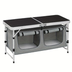1 pieza Mesa de exterior, mueble de exterior para acampar, equipo de senderismo, mesa de camping, mesa plegable, gabinete de camping plegable, mesa de camping con altura ajustable, espacio de almacenamiento, mueble de camping para exteriores, mesa plegabl