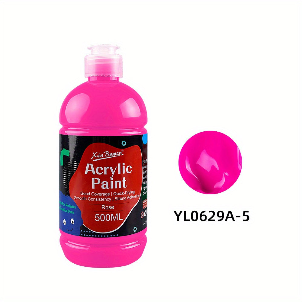 Pintura acrílica prémium de 14 colores en botellas de 500 ml, consistencia espesa y cobertura opaca para trabajo de estudio, bocetos al aire libre, pintura sobre lienzo, murales de pared y manualidades (artistas, estudiantes, aficionados)