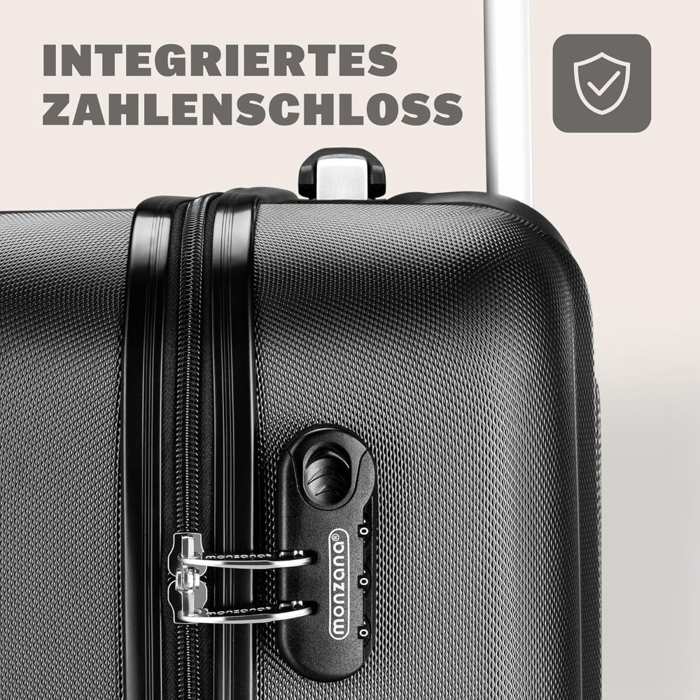 MONZANA® Maleta Rígida Baseline XL Color Negro Equipaje de viaje 90L peso 3,5Kg con ruedas 360° trolley 2 asas valija