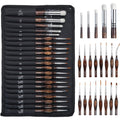 Juego de 21 pinceles en miniatura para pincelado seco, pinceles de detalle para pintar modelos con acrílico y acuarela, pinceles finos para pintar por números en miniaturas con rollo de tela, regalo perfecto
