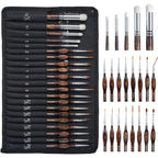 Juego de 21 pinceles en miniatura para pincelado seco, pinceles de detalle para pintar modelos con acrílico y acuarela, pinceles finos para pintar por números en miniaturas con rollo de tela, regalo perfecto