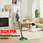 Aspiradora Inalámbrica 30Kpa de Succión, Potente y Ligera, 40 Minutos Recargable, Desempolvado con un Clic, 220-240V, Diseño Vertical para Alfombra, Piso, Pelo de Mascotas, Limpieza de Pisos, Aspiradora Moderna, Construcción Duradera, Limpiador de Alta Ca