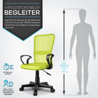 Silla de Oficina TRESKO® con Reposabrazos, Altura Ajustable Continua | Silla Giratoria de Malla Transpirable | Silla de Escritorio con Ruedas de Plástico Ligeras, Superficie Acolchada, Ajuste Ergonómico | Silla de Ordenador Ideal para Oficina en Casa, Hab