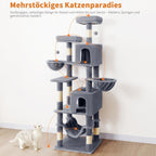Rascador para gatos | AMHANCIBLE Árbol para gatos enorme, 180 cm, para gatos grandes adultos de interior, torre para gatos con 8 postes