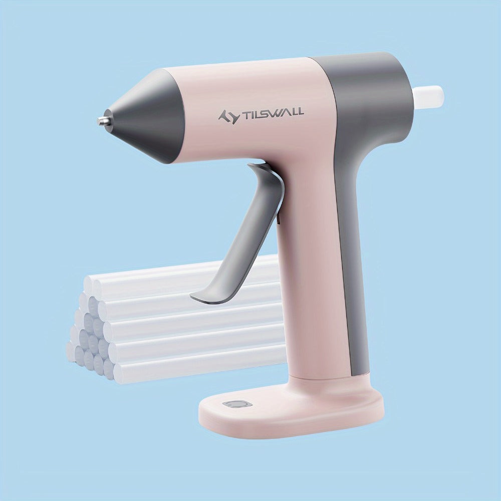 [Incluye 20 Barras de Pegamento] Pistola de Pegamento Caliente, Precalentamiento Rápido en 30s, con Batería de 2000mAh, Carga Rápida USB-C, Apagado Automático Inteligente y Punta Antigoteo, 20 Barras de Pegamento de Alta Adhesión de Tamaño Completo, Compa