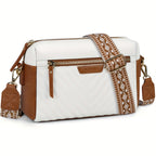 Bolso bandolera para mujer pequeño de cuero sintético vegano, bolso de hombro acolchado de moda con correa ancha