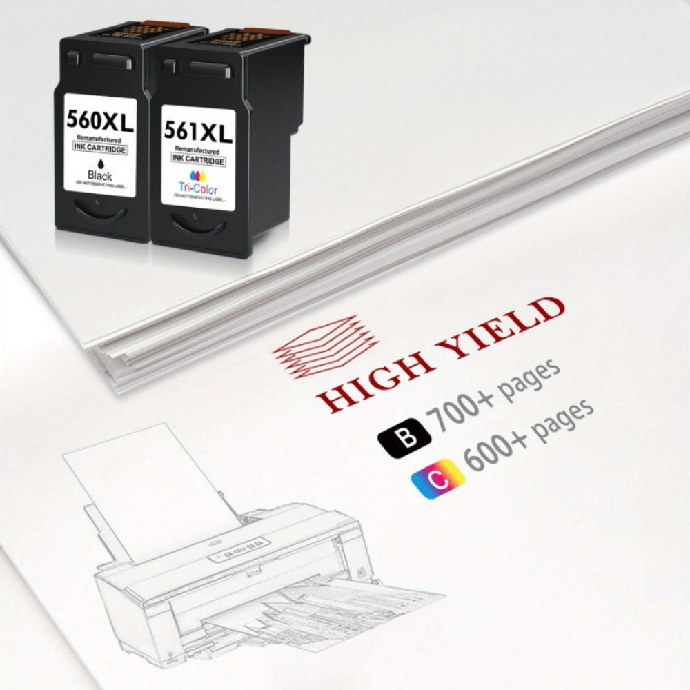 Cartuchos XL Multipack 560/561 para impresoras Canon Pixma TS5350, TS5351, TS7450, TS7451, TS5352 y TS5353, compatibles con PG-560XL y CL-561XL