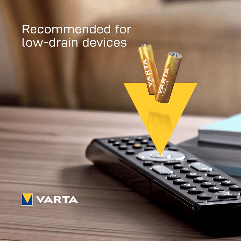 Pilas | Pilas AA Alcalinas de Alto Rendimiento, VARTA Longlife, Ultra Larga Duración, Energía Continua, Ideal para Controles Remotos, Juguetes