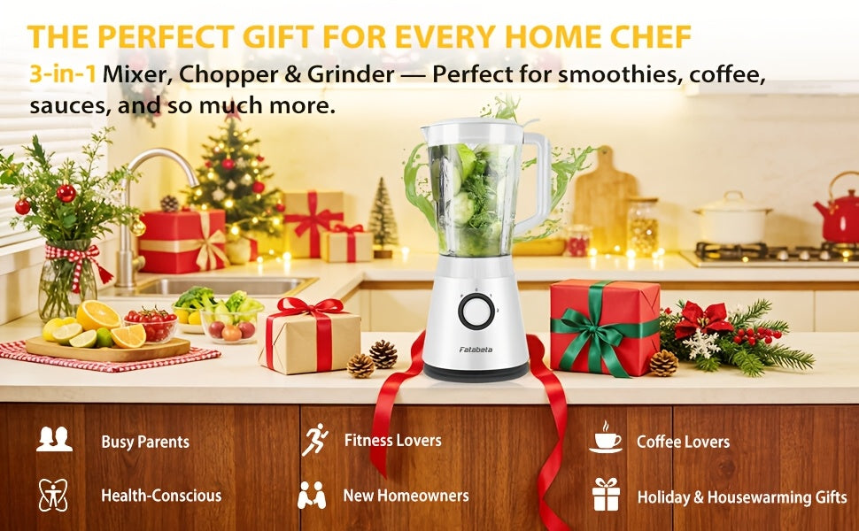 Batidora de Gran Capacidad de 1500ML, Procesador de Alimentos 3 en 1, Picadora de Carne, Licuadora para Cocina Casera y Verduras, Jugos Saludables para el Hogar, Smoothie, Sorbete, Batido, Ice Slushie