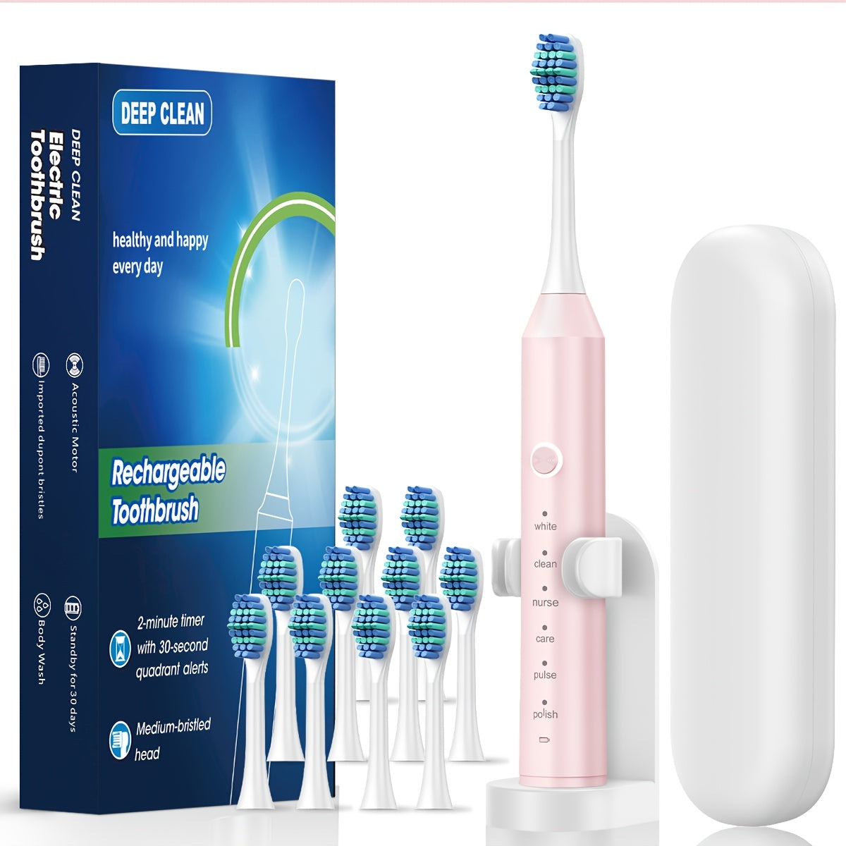 Cuidado bucal | Cepillo de dientes eléctrico inteligente para adultos con 6 modos de limpieza (limpieza profunda, blanqueamiento, cuidado de