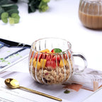 Almacén local, juego de 4/6 tazas de vidrio de borosilicato con asas en forma de calabaza, aptas para té, café, desayuno de avena, leche, zumo, bebidas frías, etc. Ligeras y duraderas, resistentes al frío y al calor.