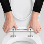 Asiento de Inodoro Deslizante con Bisagras Fuertes, Asiento de Inodoro Universal con Sistema de Cierre Suave. Asiento Universal de PP con Función de Liberación Rápida con Un Botón. Bisagra Sanitaria Duradera para Inodoros Colgantes y de Pie. Asiento de In