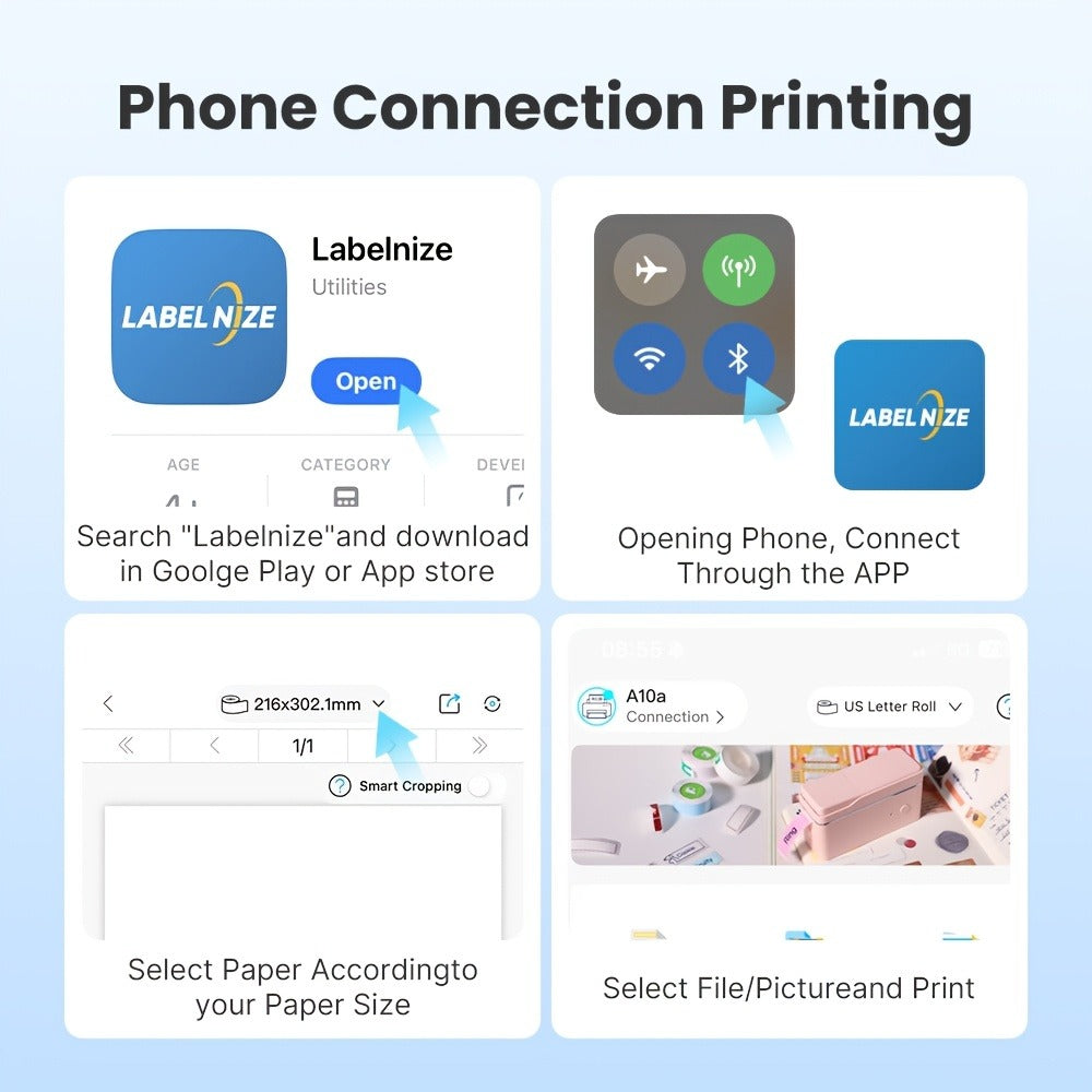 Impresora Térmica Portátil A10 Mejorada, Impresora Térmica Sin Tinta Compatible con Tamaño Carta US y A4, para Negocios/Oficina/Hogar, Compatible con Teléfono, Tablet y Laptop, Viene con 10 Hojas de Papel Térmico