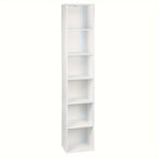 1pc Estantería con 6 Compartimentos, Estantería Cúbica Independiente, Estantería Vertical, Estante de Oficina, Estante de Almacenamiento, Estante para Archivos, Hecho de Material de Madera, 30x158,5x24 cm (Ancho x Alto x Grosor)