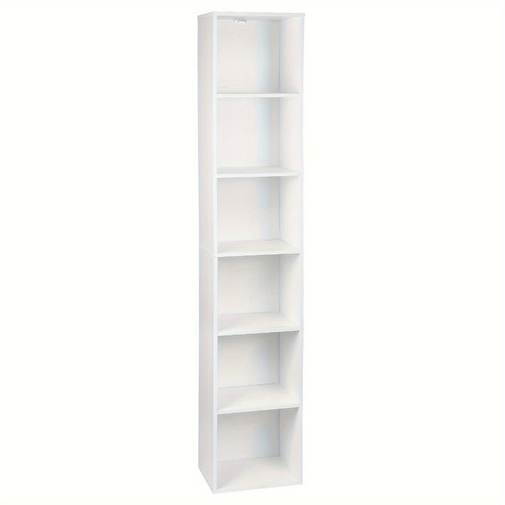1pc Estantería con 6 Compartimentos, Estantería Cúbica Independiente, Estantería Vertical, Estante de Oficina, Estante de Almacenamiento, Estante para Archivos, Hecho de Material de Madera, 30x158,5x24 cm (Ancho x Alto x Grosor)