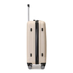 3 piezas de conjunto de maleta de cabina Beige ABS carcasa dura Carry On Trolley Case equipaje de mano ligero con 4 ruedas y cerradura de combinación