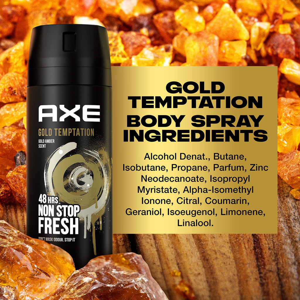 Axe Desodorante para Hombre Bodyspray Gold Temptation 150ml - Pack de 6